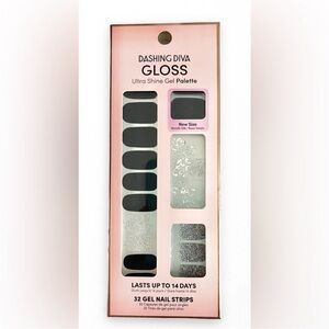 Dashing Diva Gloss Ultra Shine Gel Palette - Black and Silver Press-On Nails